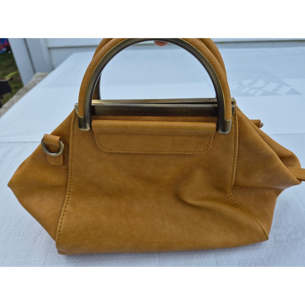 Antik Kraft Mustard Yellow Vegan Leather Satchel Handbag with Metal Frame Handle